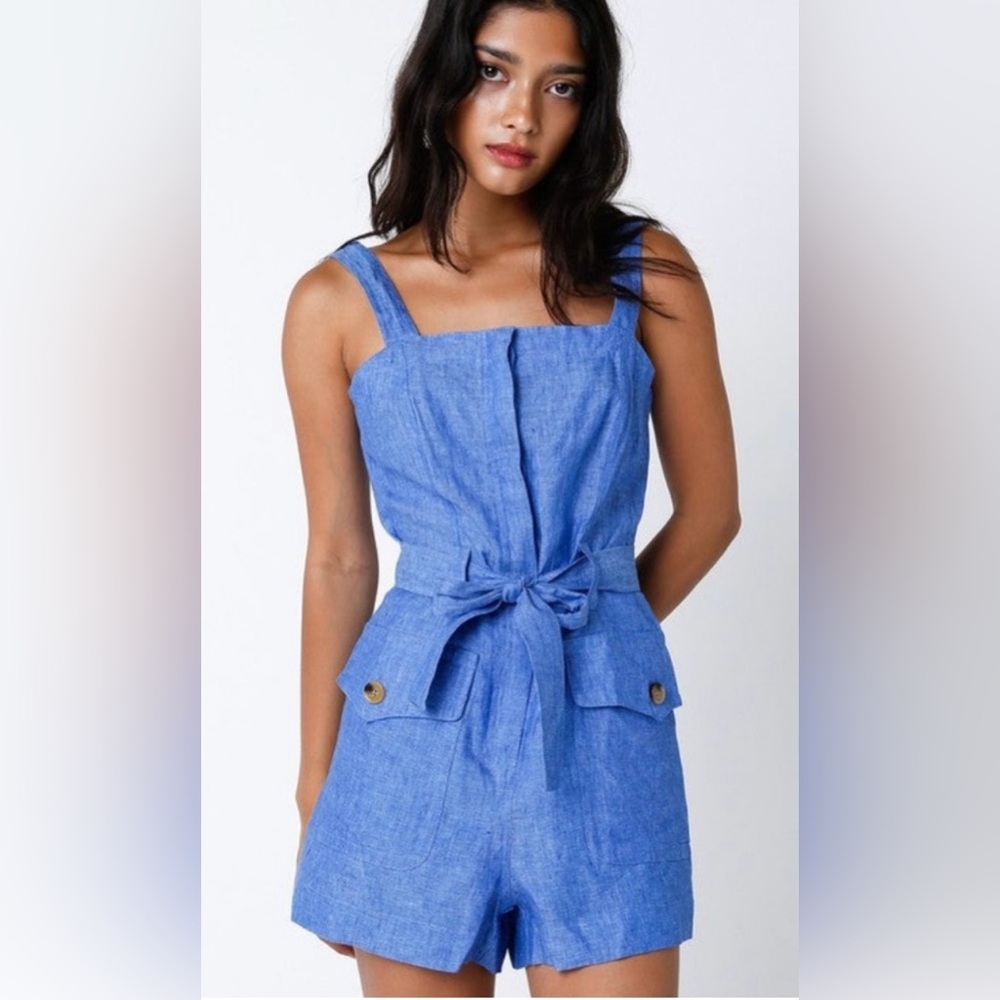 Oliviacious Linen Frances Romper, Size L,  NWT